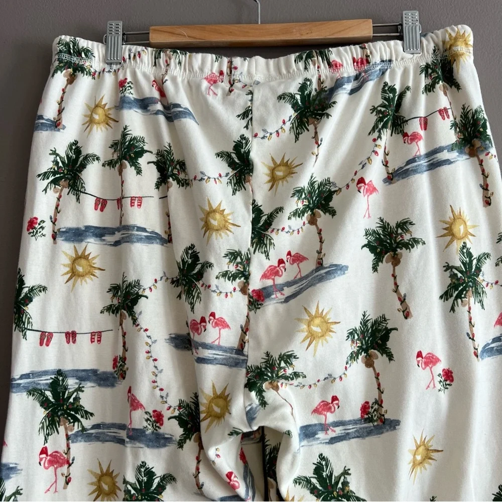 Burt’s Bees Baby Adult Tropical Christmas Flamingos PJ Lounge Pants XXL * Stains - Picture 6 of 16